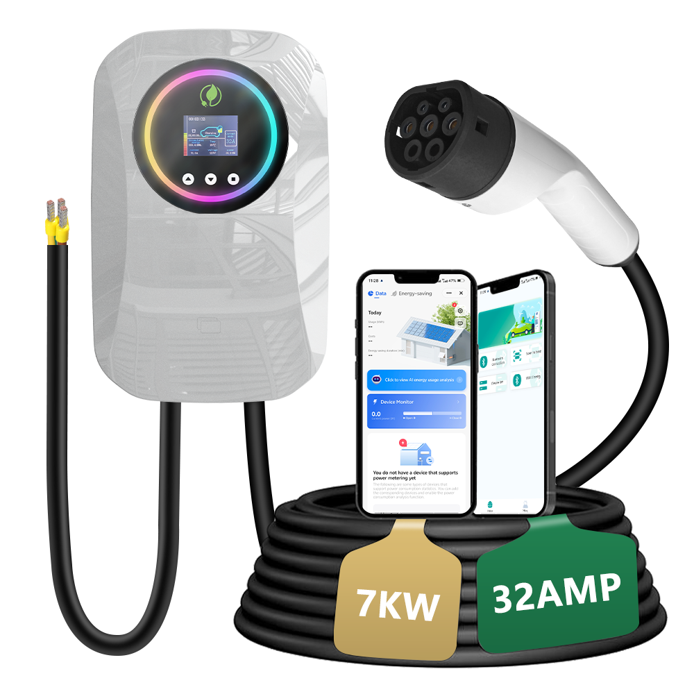 7kW Smart Type 2 EV Charger with APP Control, RFID & IP65 Waterproof Home Charging Station