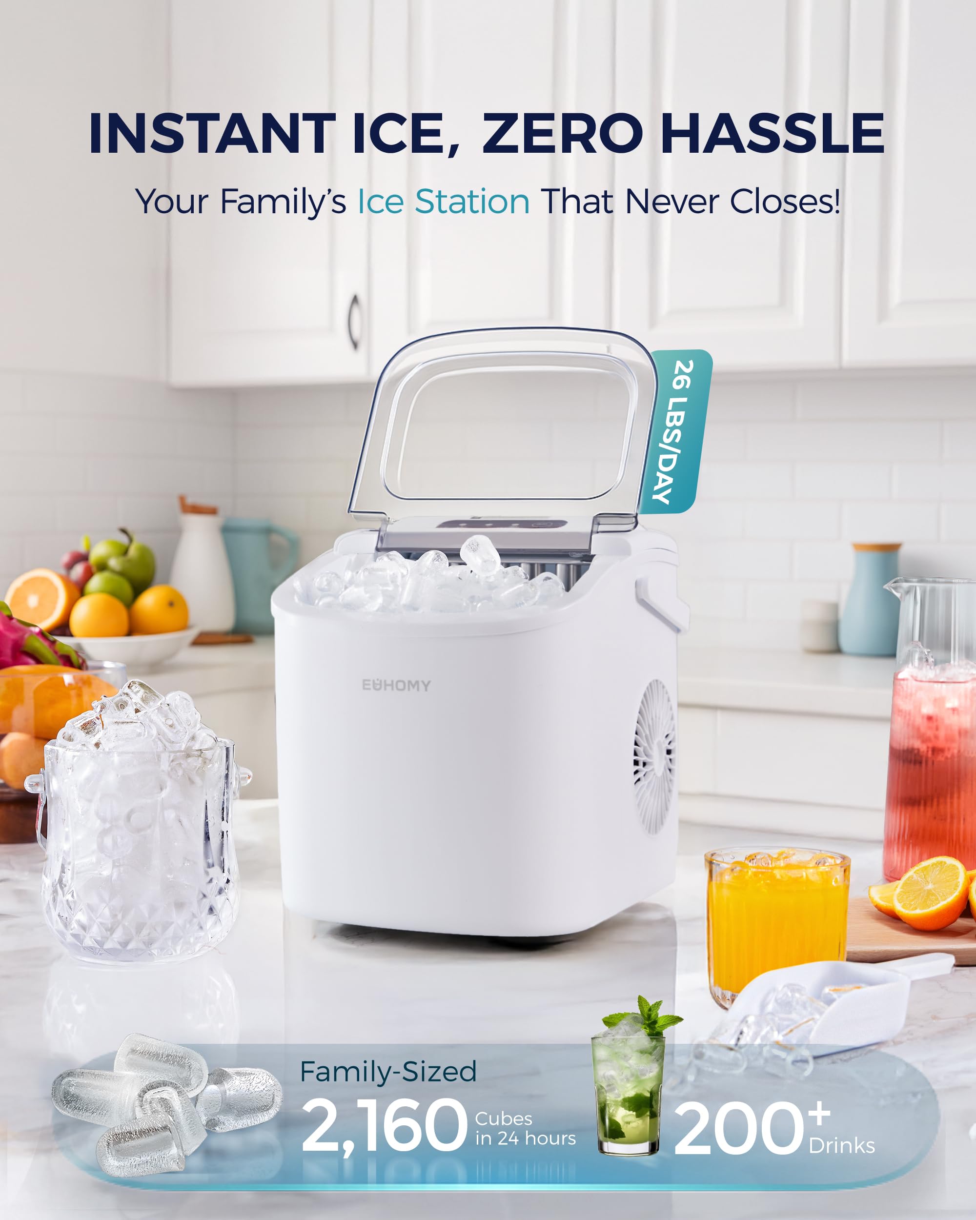 Portable Mini Ice Maker Machine for Countertop Use – Quick Bullet Ice Maker for Home & Travel