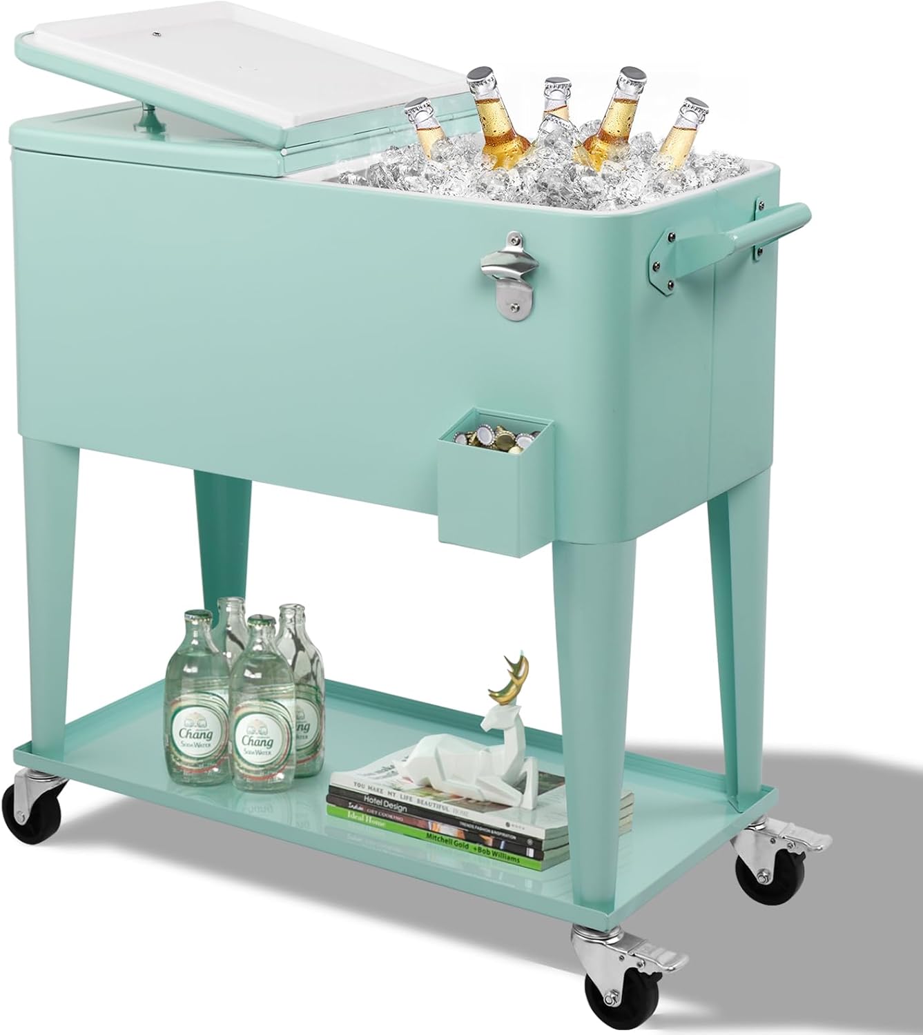 73L Large Capacity Rolling Cooler Cart with Wheels