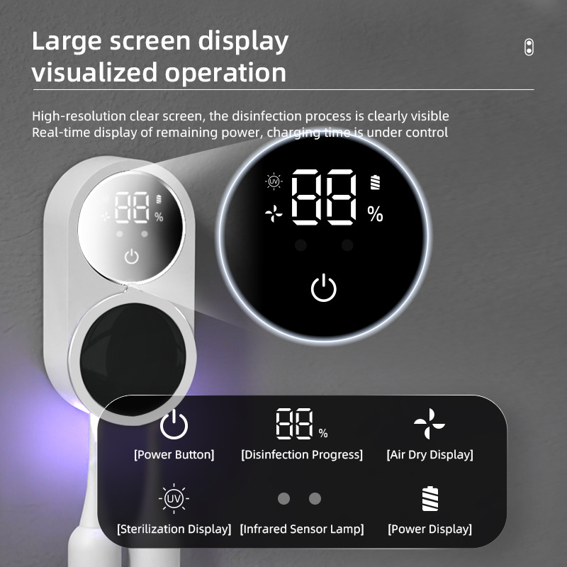 Portable Rechargeable Toothbrush Holder Automatic UV Light Sanitizing with Fan Dry Function Toothbrush Disinfection Box