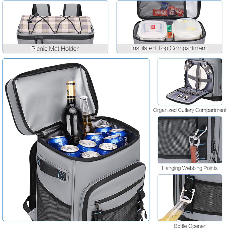 Insulated Lunch Cooler Bag Waterproof Thermal Picnic Backpack for Food Delivery & Outdoor Use