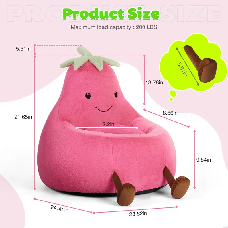 High Rebound Memory Foam Bean Bag Chair - 24-31 Inch Modern Outdoor Sofa, Lazy Floor Sofa, Beige Purple Eggplant Padded Living Room Furniture, Living Room Decor, Relaxing Gifts for Kids, Apartment Stuff, Bedroom Items