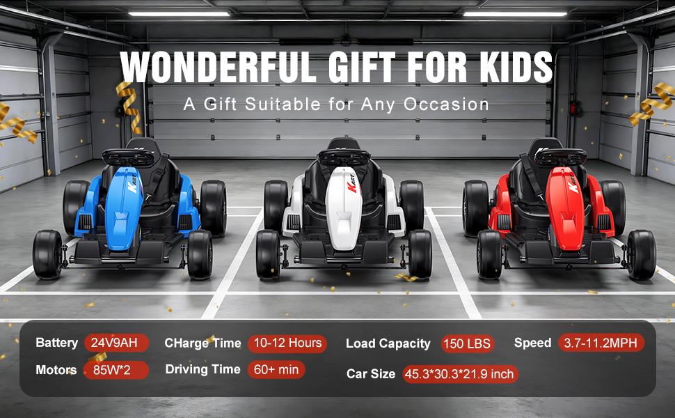 【Akeleo】24V Electric Go Kart, Drift Vehicle, Outdoor Toy Car, One-button Start, Rrear-wheel Drive, Supercar Frame, Two-point Seat Belt, MP3 Music. Crazy Go Kart for Kids (3-8 Years Old) summerwins
