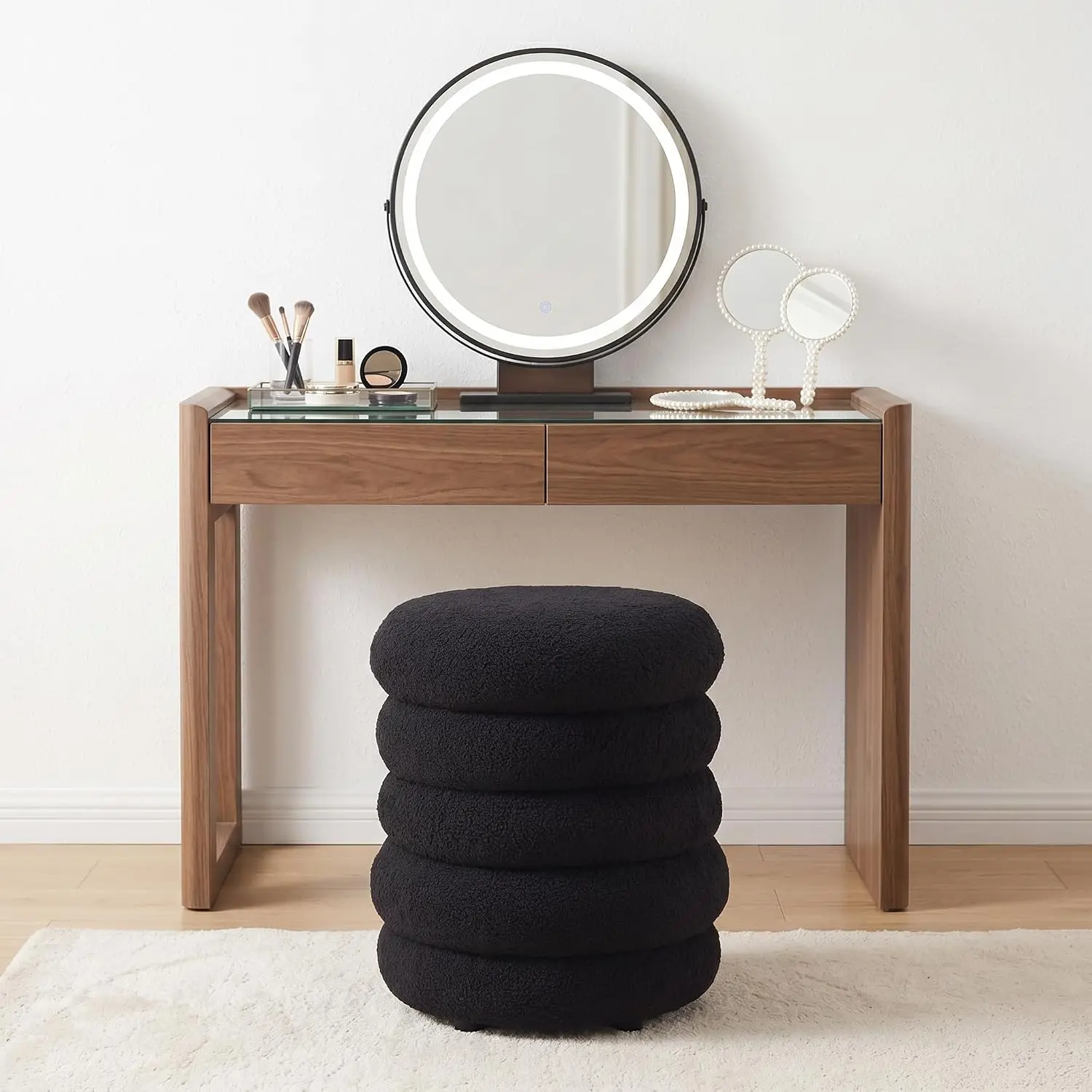 CHAIRUS 3-in-1 Sherpa Swivel Storage Stool