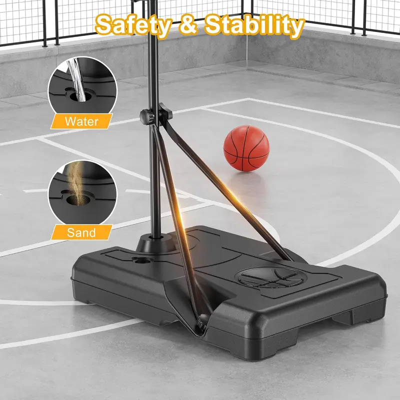 CuLiDing Kids Height-Adjustable Indoor-Outdoor Basketball Stand (3ft-5.8ft) Ball Sports Equipment with Timer, Weatherproof Base, Portable Durable, Teenage Boy Gifts, Outdoor Play Toys