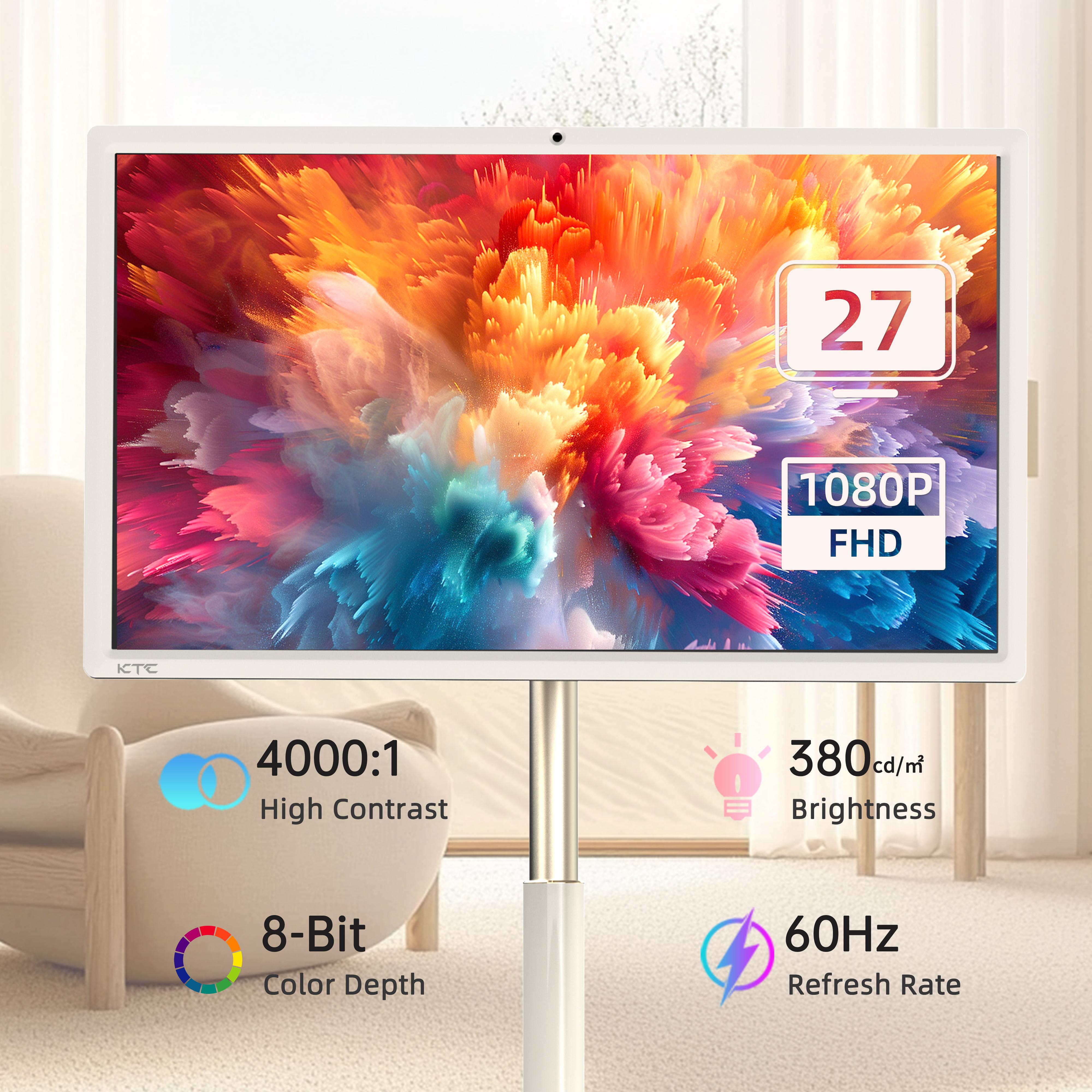KTC A27Q7 27‘’ Portable Smart Screen, 1080P@60Hz Touch Monitor, Android 14 & Google EDLA Certification, 8GB+128GB, Qualcomm SM6115, with 9500mAh Battery & Wi-Fi 5 Wireless Casting, 4000:1 Contrast, Built-in 8MP Camera and Speakers,summerwins KTC A27Q7 27‘’ Portable Smart Screen, 1080P@60Hz Touch Monitor, Android 14 & Google EDLA Certification, 8GB+128GB, Qualcomm SM6115, with 9500mAh Battery & Wi-Fi 5 Wireless Casting, 4000:1 Contrast, Built-in 8MP Camera and Speakers,summerwins