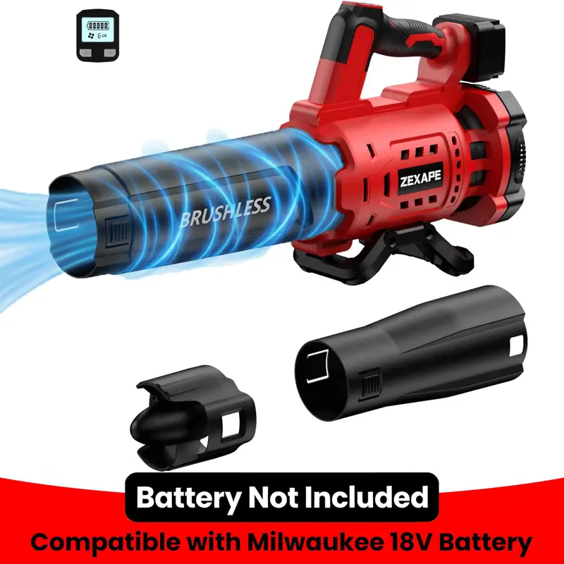 【Father's Day Gifts】Cordless Leaf Blower for Dewalt 20V Max Battery, For Milwaukee 18V Battery/ For Makita 18V Battery 480 CFM Electric Blower with Brushless Motor, 6 Variable Speed Up to 130MPH, Digital Display Control Handheld Blower for Lawn Care, Yard