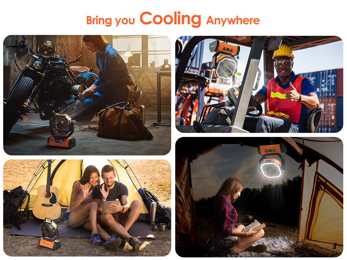 OGERY Rechargeable Camping Fan with LED Light, Portable Multi-functional Fan with 360° Rotating Hook, Oscillating Emergency Camping Fan Cordless Rotatable Battery Powered Lightweight summerwins OGERY Rechargeable Camping Fan with LED Light, Portable Multi-functional Fan with 360° Rotating Hook, Oscillating Emergency Camping Fan Cordless Rotatable Battery Powered Lightweight summerwins
