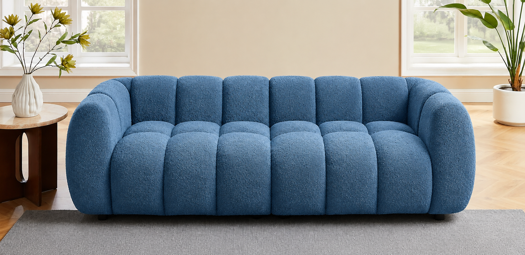88" Oversized Boucle Sofa, Upholstered Tufted Cloud Couch, Camel