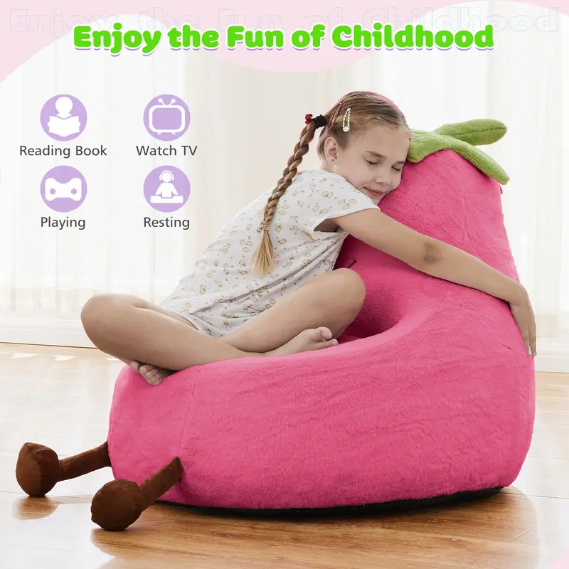 High Rebound Memory Foam Bean Bag Chair - 24-31 Inch Modern Outdoor Sofa, Lazy Floor Sofa, Beige Purple Eggplant Padded Living Room Furniture, Living Room Decor, Relaxing Gifts for Kids, Apartment Stuff, Bedroom Items