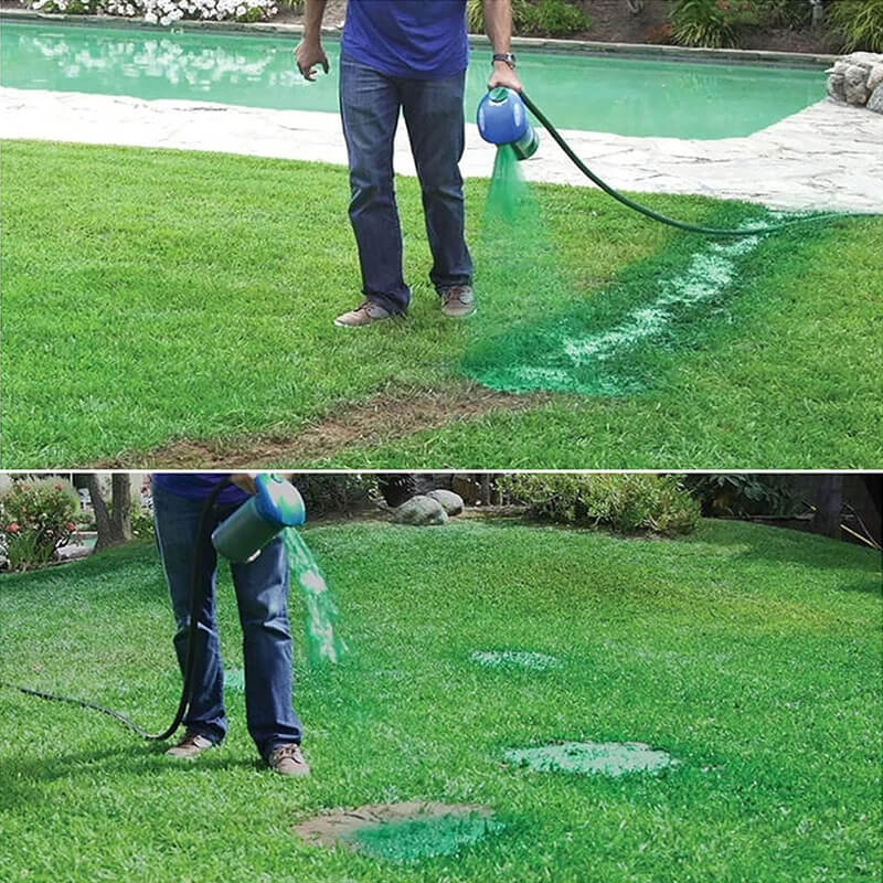"Hydroseeding," or spray-on grass seed, is a method of dispersing grass seed using a liquid mixture.1️⃣ Prepare &ndash; Clear debris, loosen, and moisten soil.2️⃣ Spray &ndash; Attach nozzle, mix seeds and lawn liquid to sit 30 mins, then spray with water evenly.3️⃣ Water &ndash; Keep moist, watering 2-3 times daily for 14 days.💡 Pro Tip: A 2fl .oz (59ml) bottle covers 50-100 sq. ft. Repeat spray weekly for best results! 🌱