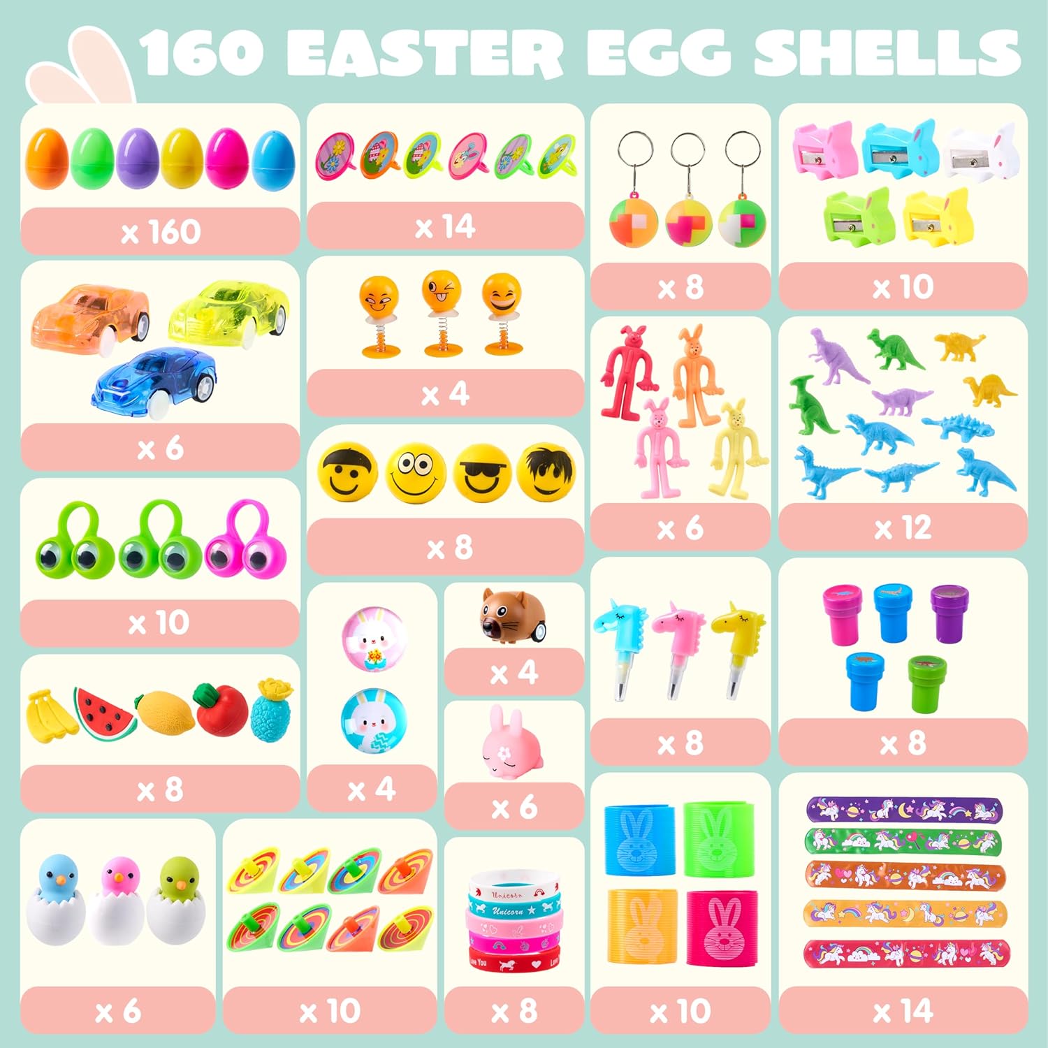 36pcs/48pcs/60pcs/80pcs/100pcs/120pcs/144pcs/160pcs/200pcs Prefilled Easter Eggs Toys and Stickers for Easter Egg Hunt, Filled with Toys Party Favors for Kids Boys Girls Easter Eggs Hunt, Basket Stuffers Fillers, Easter Egg Dye Decoration Kit