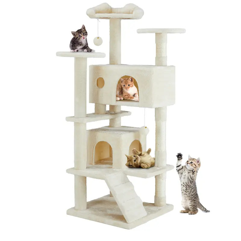 Cat Climbing Shelf, 54-Inch Post Cascading, Indoor Playhouse, Cozy Nest, Durable, Space-Saving Design, Gift for Pet Owners