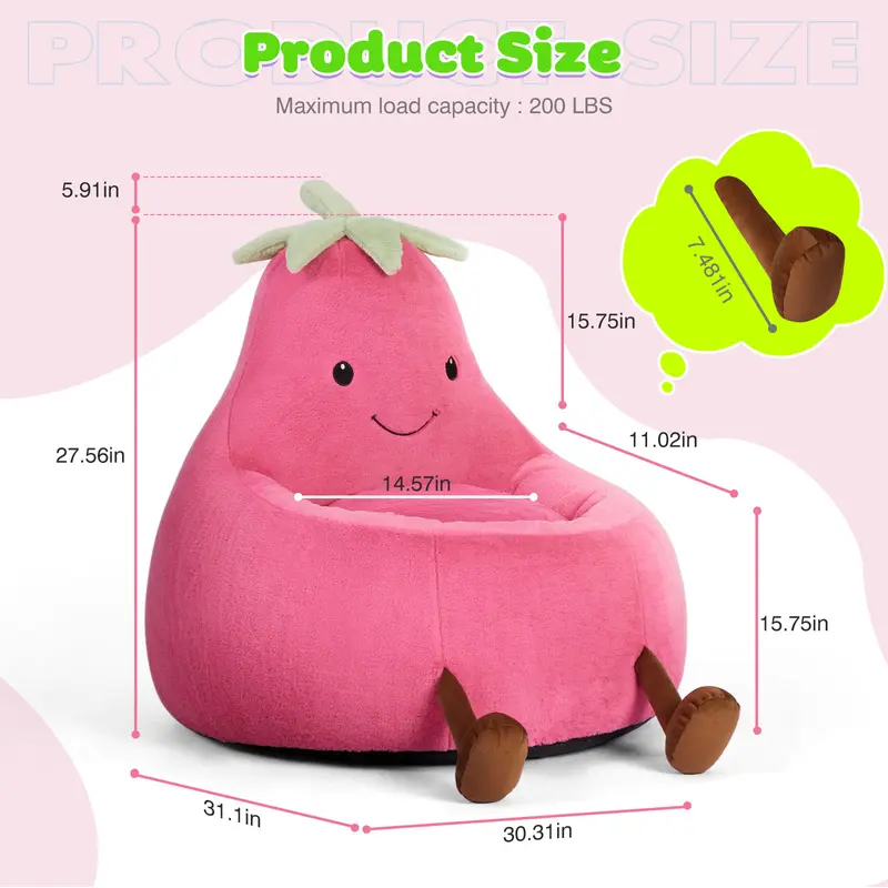 High Rebound Memory Foam Bean Bag Chair - 24-31 Inch Modern Outdoor Sofa, Lazy Floor Sofa, Beige Purple Eggplant Padded Living Room Furniture, Living Room Decor, Relaxing Gifts for Kids, Apartment Stuff, Bedroom Items