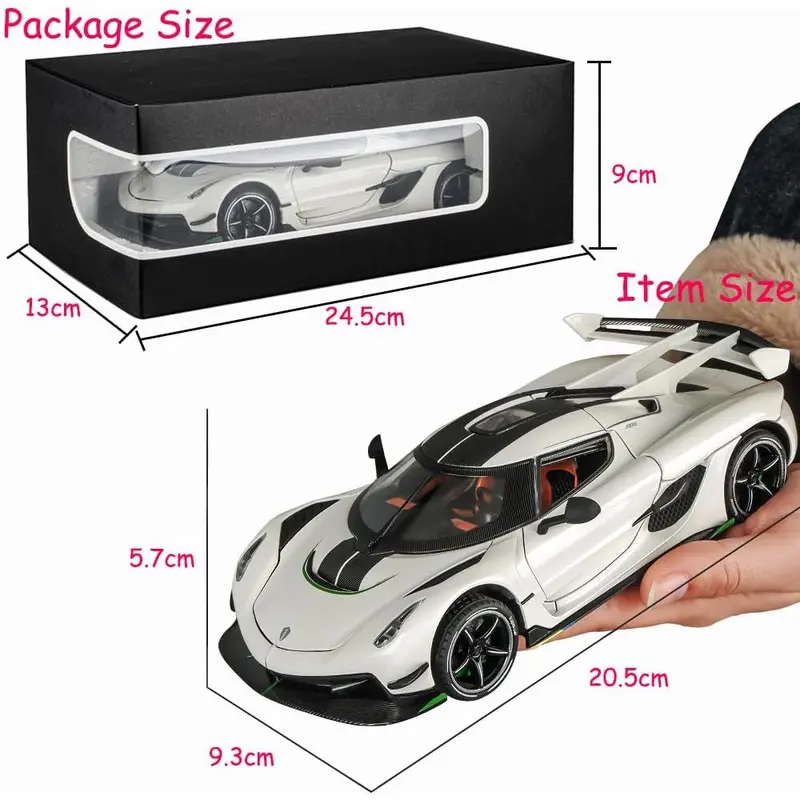 1/24 Scale Koenigsegg Jesko Therija Alloy Diecast Collectible Toy Car Model, with Sound and Light Effects, for 36 Months-12 Years Old Kids