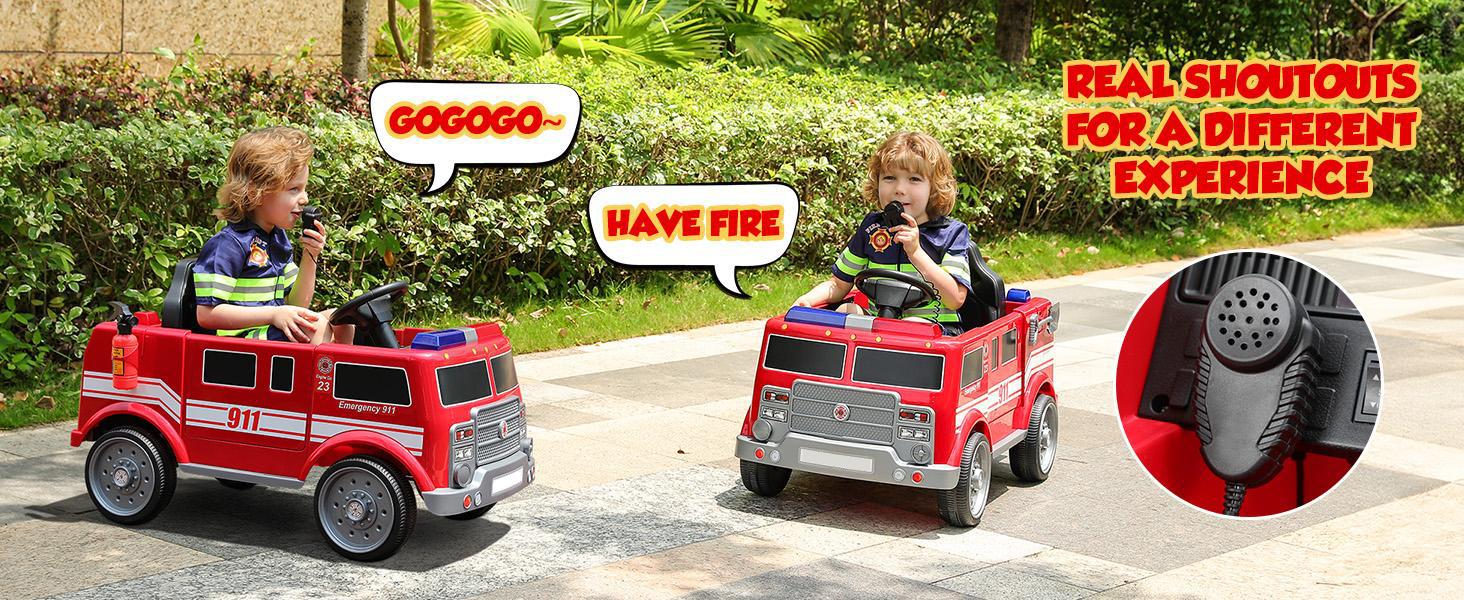 12V Fire Truck Police Car, Electric Ride on Car for Kids with Remote Control Battery Powered Toddler Car Siren-Call,walkie-talkies, Flashing Lights,Bluetooth,Music Ages 36+ Months 12V Fire Truck Police Car, Electric Ride on Car for Kids with Remote Control Battery Powered Toddler Car Siren-Call,walkie-talkies, Flashing Lights,Bluetooth,Music Ages 36+ Months