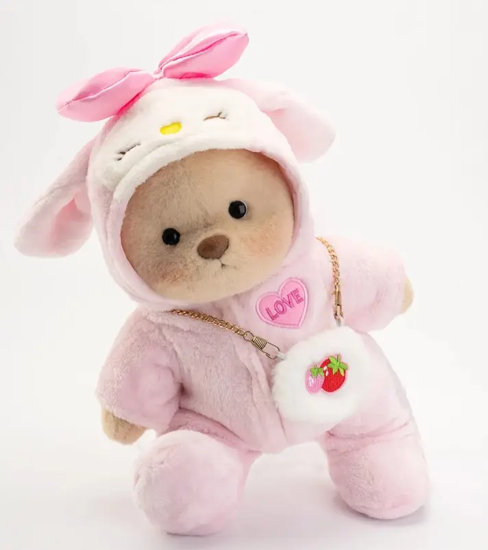 Dress Up Teddy Bear | Getahug 12 Inches Stuffed Animal for Collectible Toy Gift, Summervibes,Interchangeable Outfits Mink Hat,Blue shark,Pink Dino,Fluffy Elephant & Love Heart Sweater,Moderate Size Plushies Toy