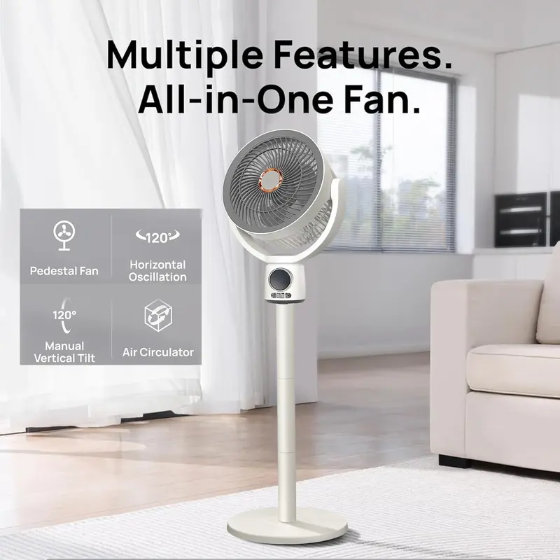 Levoit Corebreeze R432 Cooling & Vital 100S Air Purifier Bundle - Oscillating Circulator Pedestal DC Motor, 9-Speed, Ultra-Quiet Fan for Bedroom; Smart WiFi Purifier with Remote, HEPA Filter, Sleep Mode for Pets/Dust, Covers Up to 1110 Ft² Areas