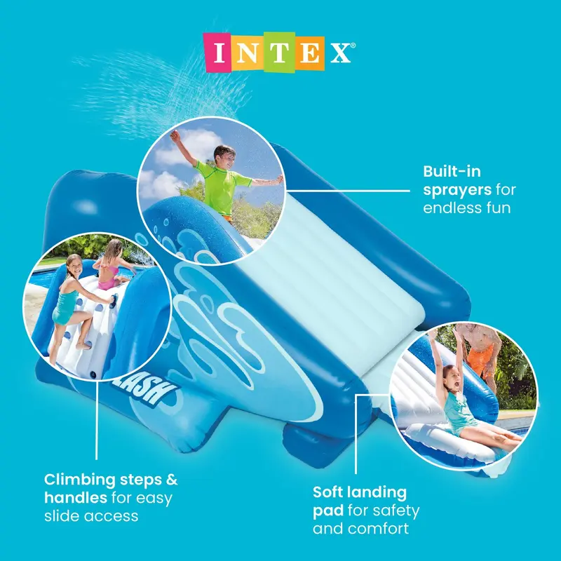 Intex 58849EP Kool Splash Inflatable Play Center Swimming Pool Water Slide, (Blue | Red Color Options)