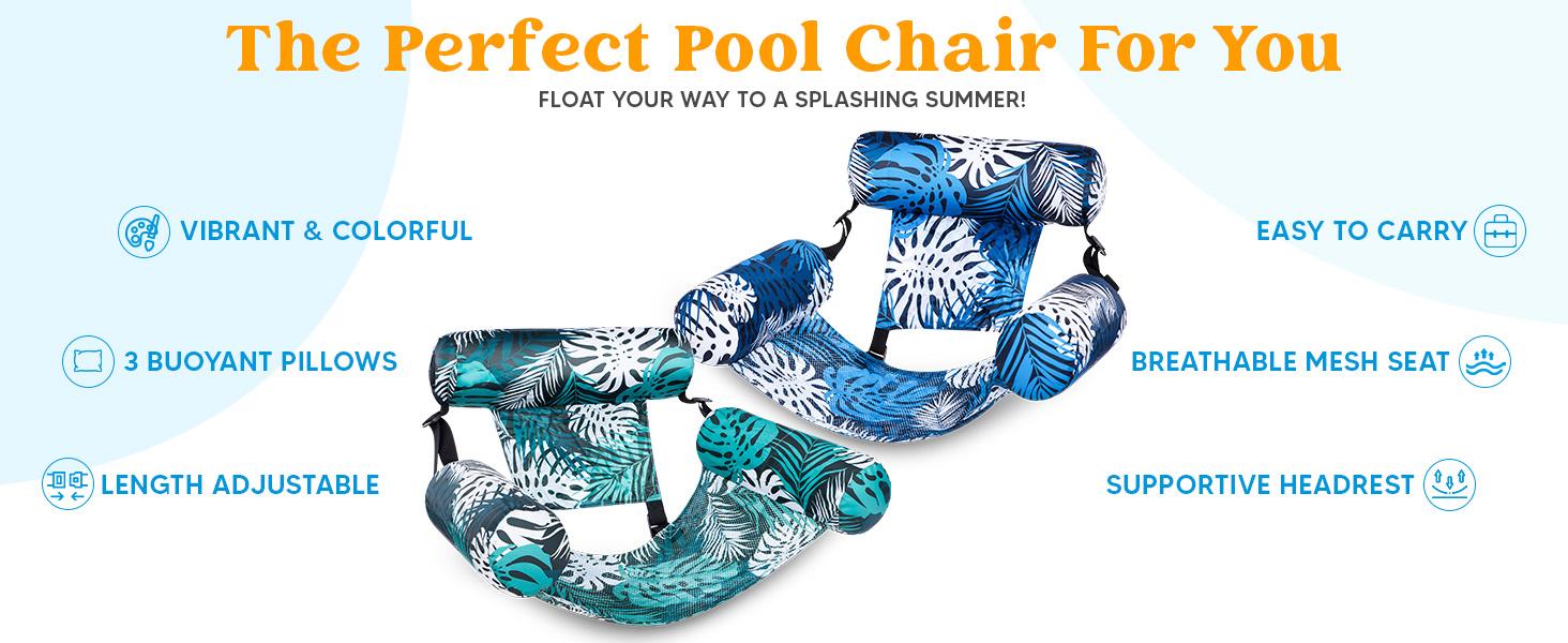 SLOOSH Inflatable Pool Floats Adult, 2 Packs / 1 Pack Floating Lounge Chairs , Blow up Pool Noodles for Adult Heavy Duty, Floating Chair for Party Summer Water Beach Lake Fun   DealsForYouDays
