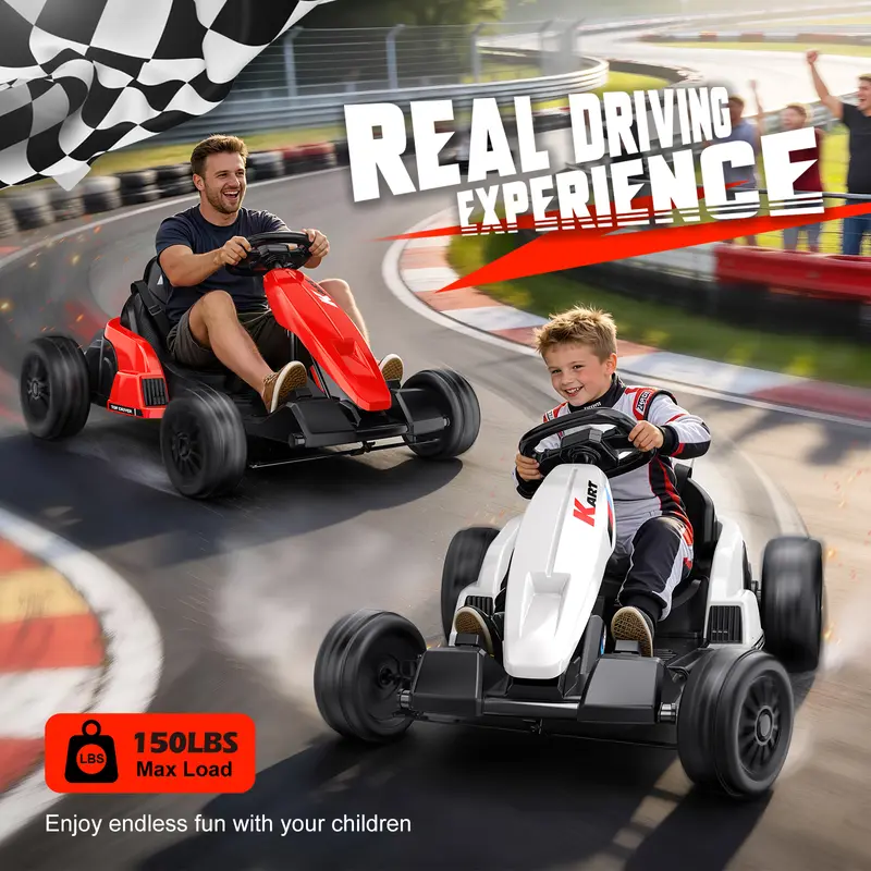 Akeleo 24V Electric Drift Go Kart for Kids (3–8 Years) – Rear-Wheel Drive, One-Button Start, MP3 Music, Supercar Frame & Safety Seat Belt