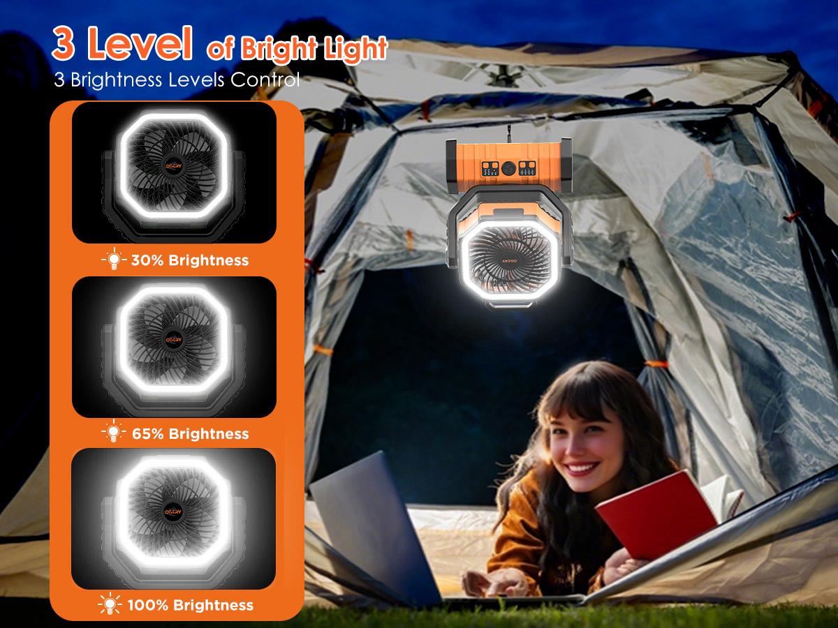 OGERY Rechargeable Camping Fan with LED Light, Portable Multi-functional Fan with 360° Rotating Hook, Oscillating Emergency Camping Fan Cordless Rotatable Battery Powered Lightweight summerwins OGERY Rechargeable Camping Fan with LED Light, Portable Multi-functional Fan with 360° Rotating Hook, Oscillating Emergency Camping Fan Cordless Rotatable Battery Powered Lightweight summerwins