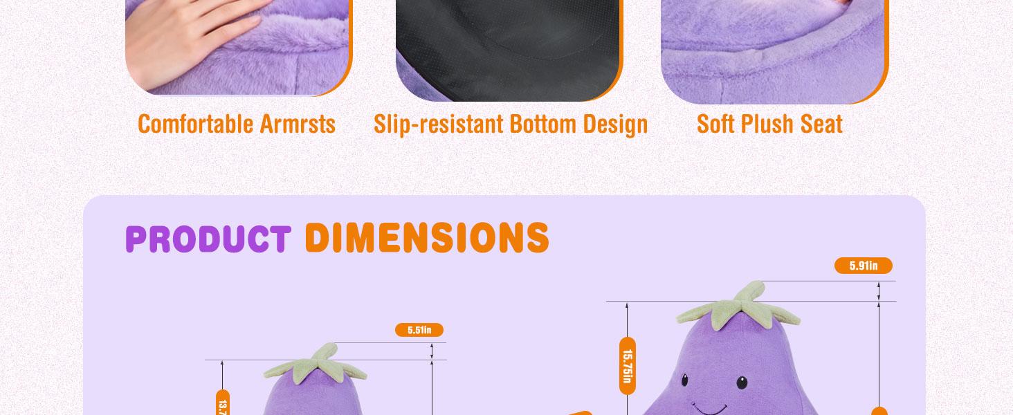High Rebound Memory Foam Bean Bag Chair - 24-31 Inch Modern Outdoor Sofa, Lazy Floor Sofa, Beige Purple Eggplant Padded Living Room Furniture, Living Room Decor, Relaxing Gifts for Kids, Apartment Stuff, Bedroom Items