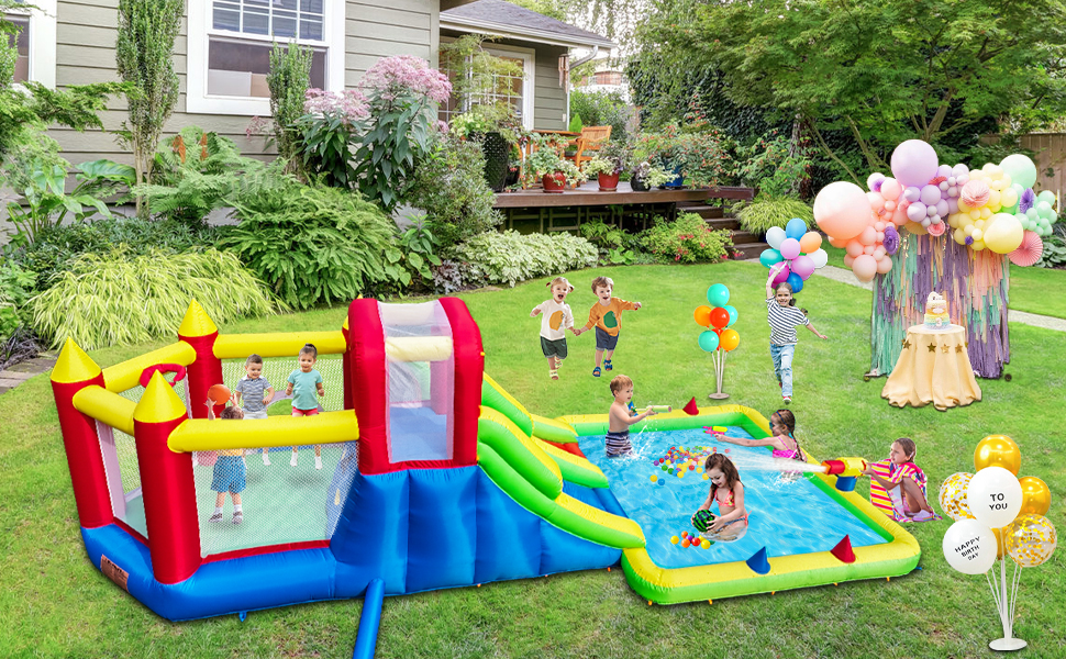 bounce house with slide