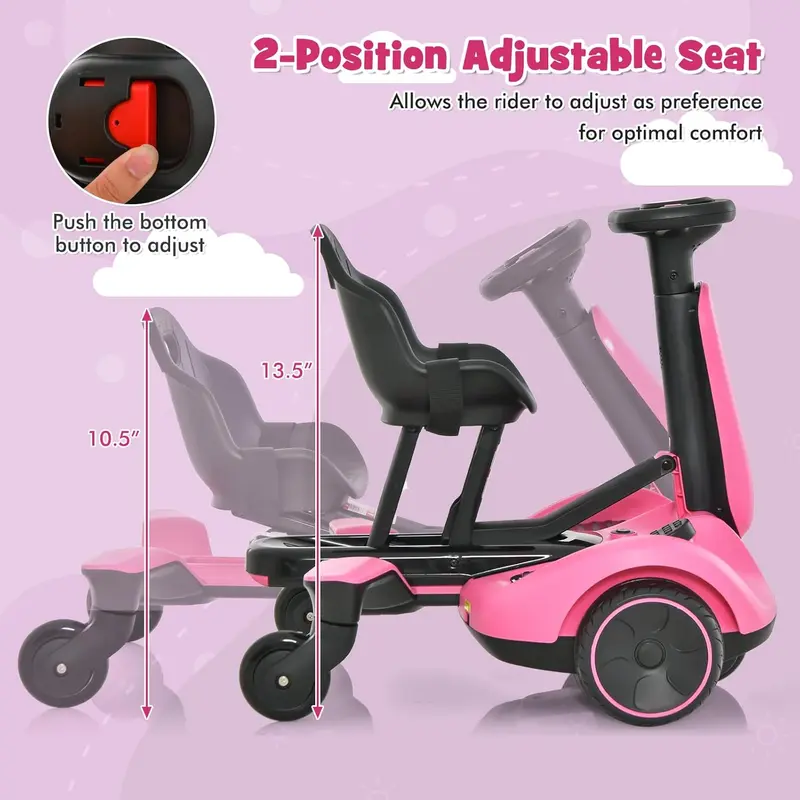 Costzon 6V Electric Ride On Car - Kids Drift Go Kart for 3+, 360-Degree Spin, 2-Position Adjustable Seat (Up-Down/Front-Back), 2.6-3 MPH Max Speed, Horn & Engine Sounds, Outdoor Kids Stuff, Cool Gifts for Toddlers, Kids Outdoor Play, Outdoor Gadgets