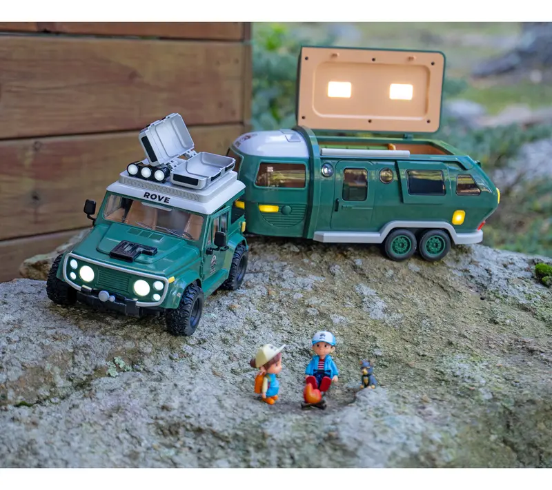 ROVE Vehicle Playset with Camper Figurine Toys