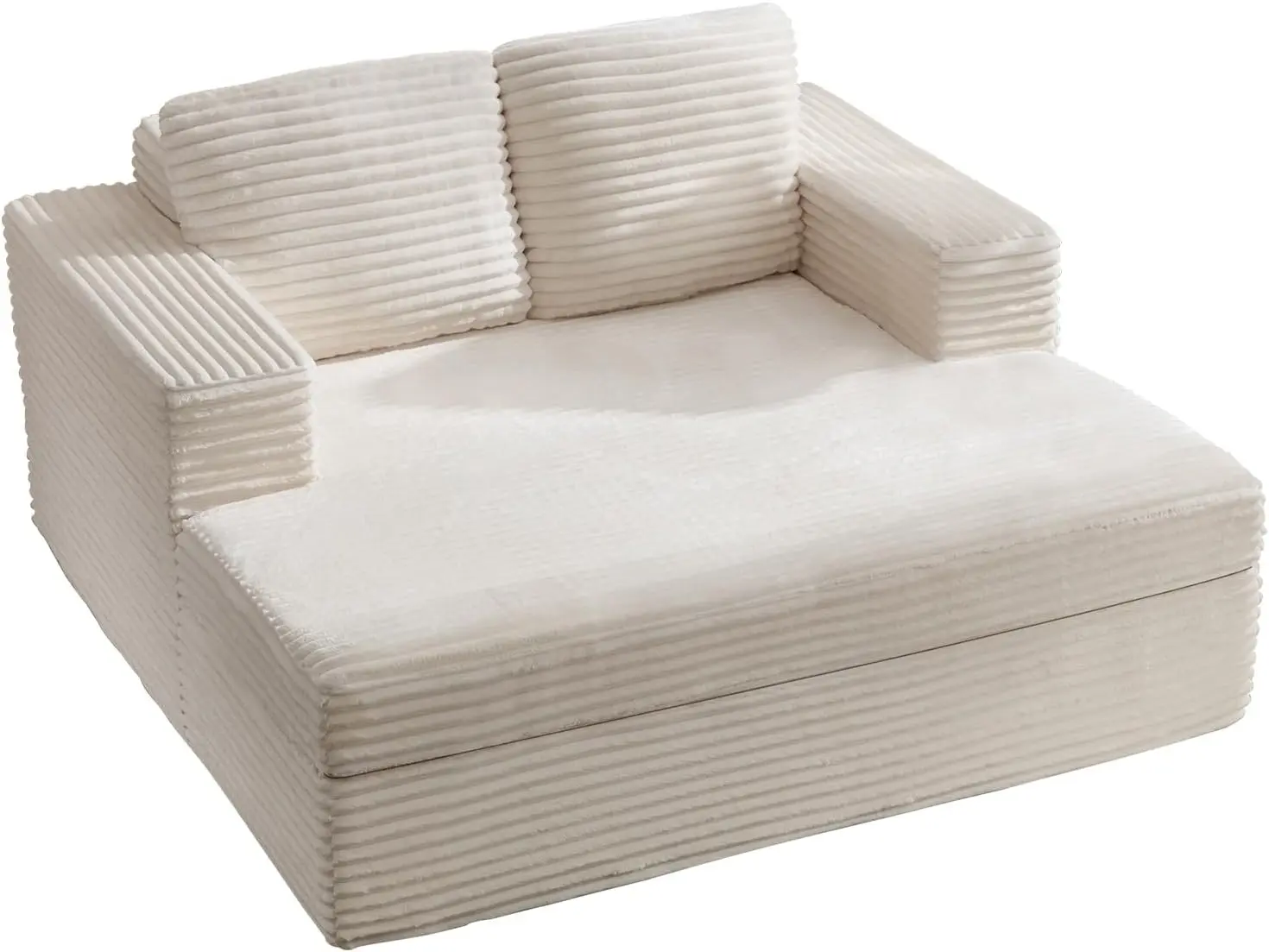 EBELLO Luxurious Corduroy Chaise Lounge Sofa Bed with Pillows