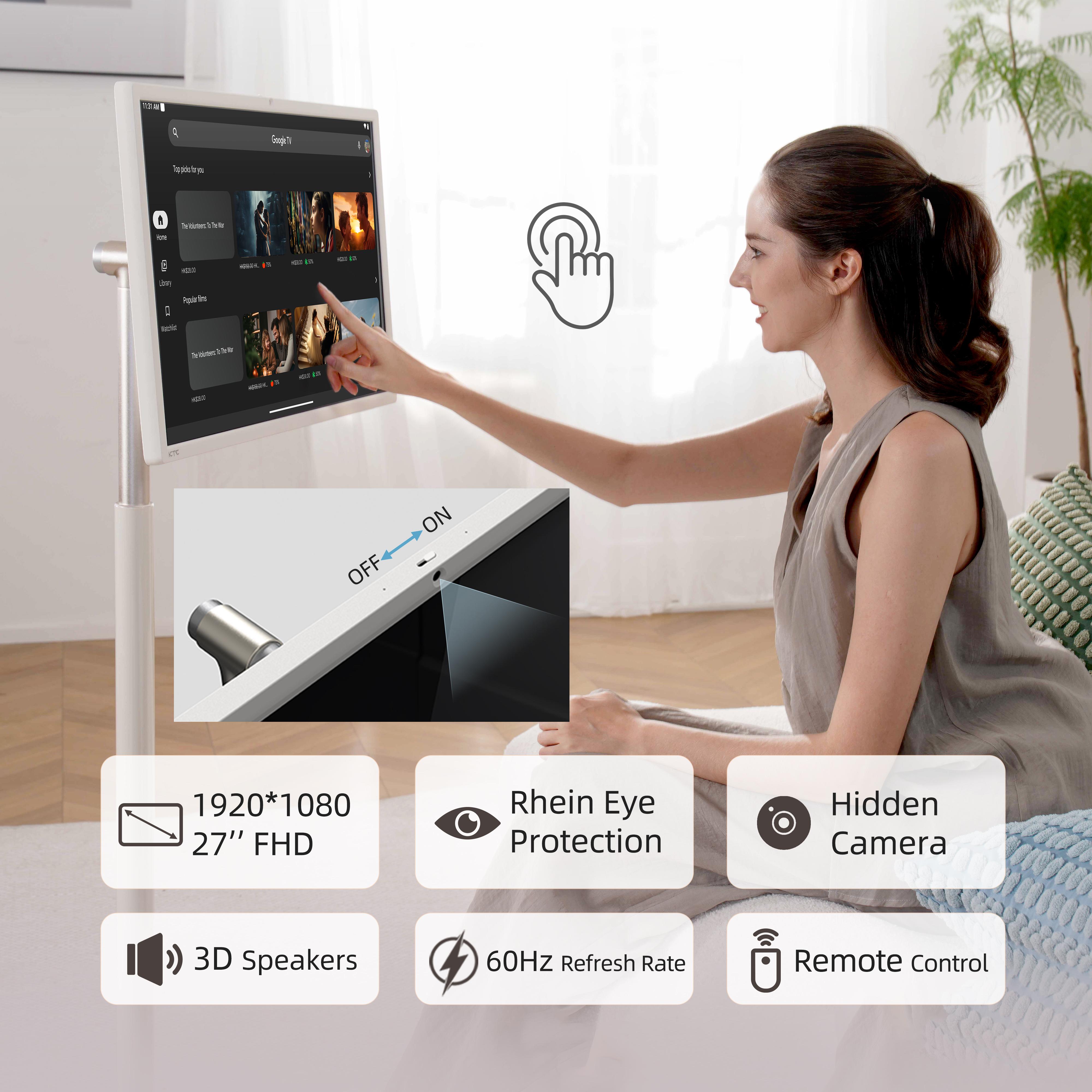 KTC A27Q7 27‘’ Portable Smart Screen, 1080P@60Hz Touch Monitor, Android 14 & Google EDLA Certification, 8GB+128GB, Qualcomm SM6115, with 9500mAh Battery & Wi-Fi 5 Wireless Casting, 4000:1 Contrast, Built-in 8MP Camera and Speakers,summerwins KTC A27Q7 27‘’ Portable Smart Screen, 1080P@60Hz Touch Monitor, Android 14 & Google EDLA Certification, 8GB+128GB, Qualcomm SM6115, with 9500mAh Battery & Wi-Fi 5 Wireless Casting, 4000:1 Contrast, Built-in 8MP Camera and Speakers,summerwins