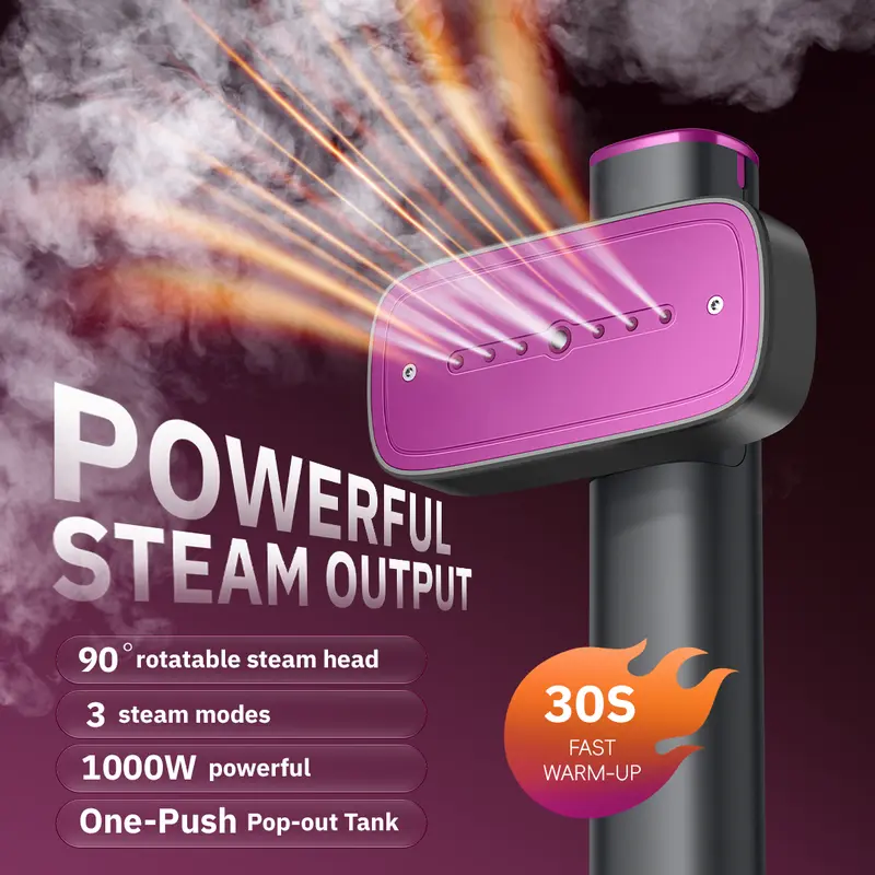 【SummerWins】OGHom Clothes Steamer, Travel Steamer, 2-in-1 Handheld Steamer, 110-240V Portable Clothing Steamer for Global Use, 30s Fast Heat-Up Wrinkle Remover for Global Use, 1000W Powerful Steam, Lightweight , Travelers & Family, Summerwins