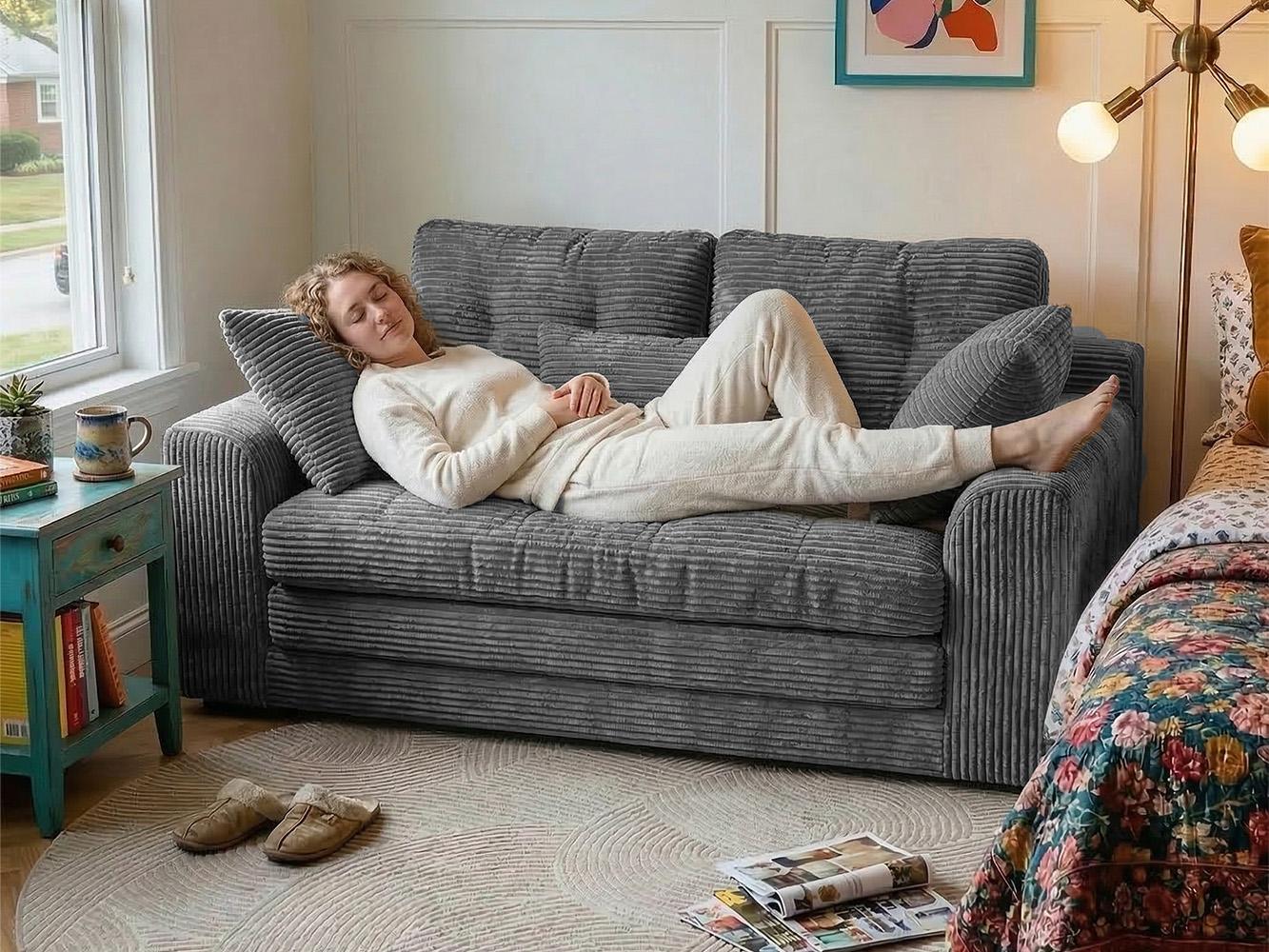 Raybee 2-3 Seater Folding Convertible Sofa Bed, Boneless Pull-Out Sleeper Sofa with Pillows, Tufting Corduroy Upholsted Foldable Floor Couch Comfy Lounge with High Resilience & High Density Foam for Small Space Living Room Bedroom, Black, Gray, White Raybee 2-3 Seater Folding Convertible Sofa Bed, Boneless Pull-Out Sleeper Sofa with Pillows, Tufting Corduroy Upholsted Foldable Floor Couch Comfy Lounge with High Resilience & High Density Foam for Small Space Living Room Bedroom, Black, Gray, White