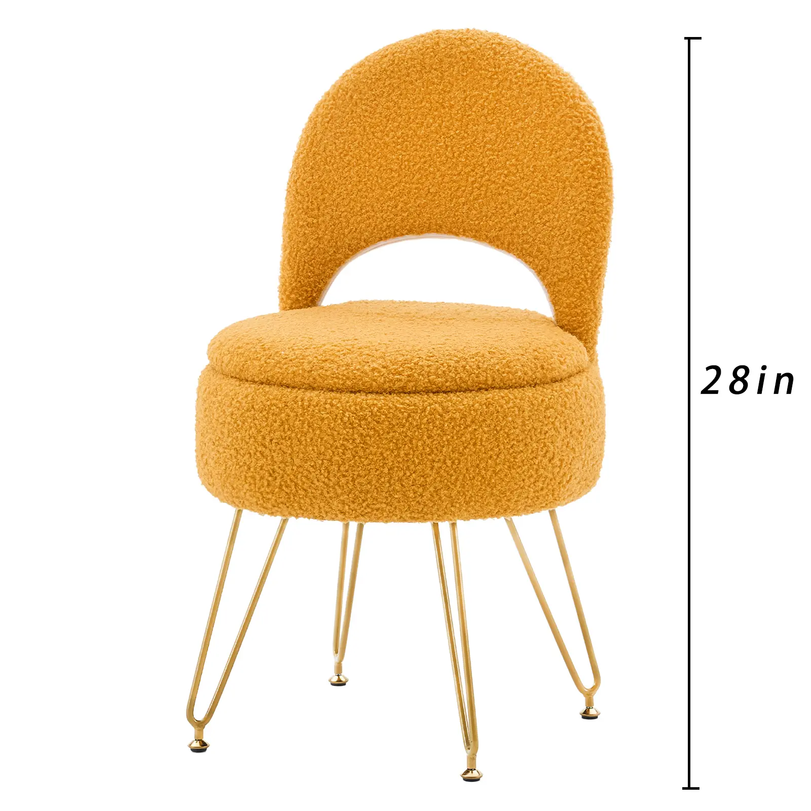 Teddy Velvet Vanity Chair with Hidden Storage & Foldable Backrest