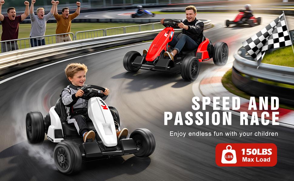 【Akeleo】24V Electric Go Kart, Drift Vehicle, Outdoor Toy Car, One-button Start, Rrear-wheel Drive, Supercar Frame, Two-point Seat Belt, MP3 Music. Crazy Go Kart for Kids (3-8 Years Old) summerwins