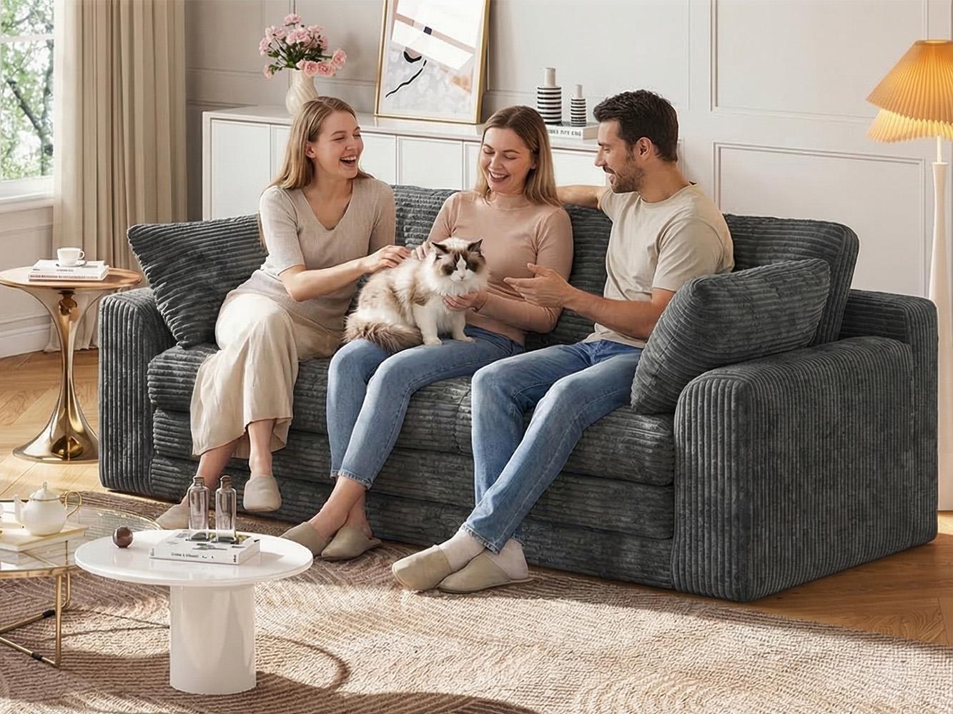 Raybee 2-3 Seater Folding Convertible Sofa Bed, Boneless Pull-Out Sleeper Sofa with Pillows, Tufting Corduroy Upholsted Foldable Floor Couch Comfy Lounge with High Resilience & High Density Foam for Small Space Living Room Bedroom, Black, Gray, White Raybee 2-3 Seater Folding Convertible Sofa Bed, Boneless Pull-Out Sleeper Sofa with Pillows, Tufting Corduroy Upholsted Foldable Floor Couch Comfy Lounge with High Resilience & High Density Foam for Small Space Living Room Bedroom, Black, Gray, White