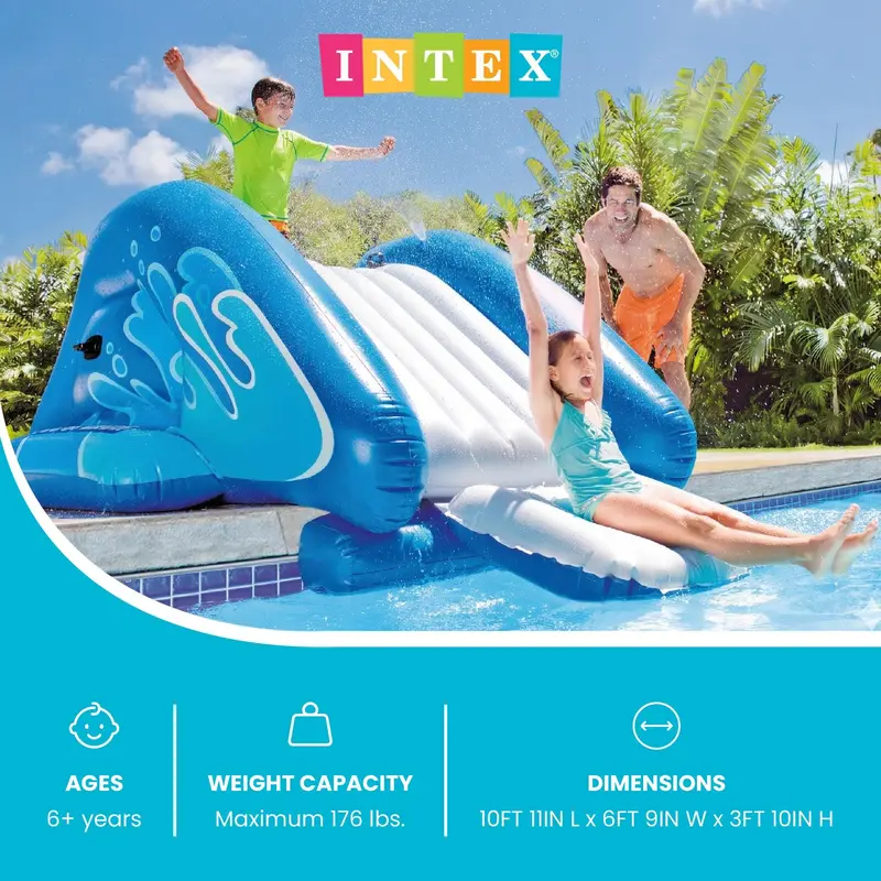 Intex 58849EP Kool Splash Inflatable Play Center Swimming Pool Water Slide, (Blue | Red Color Options)