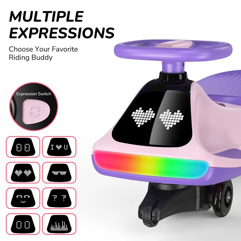 Umatoll Premium 12V Electric Wiggle Car with Digital Display Screen, Pedal & RGBIC LED Lights, Bluetooth Music Ride on Toys, Twist Car, Birthday Gifts， Adjustable Lighting Screen, #DealsForYouDays