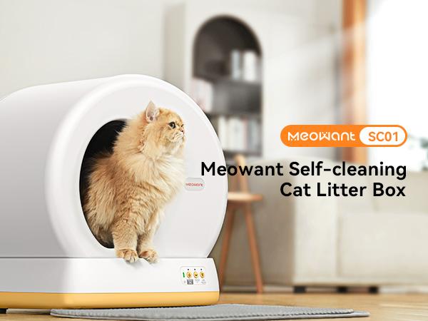 Meowant SC01 57.6L Automatic Litter Box - Self-Cleaning Litter Box, Odor-Free, Ultra-Quiet, App-Controlled, with Pee Guard, Auto Safety Stop, Mat, Liner for Multi-Pet Use, Self-Cleaning Litter Boxes