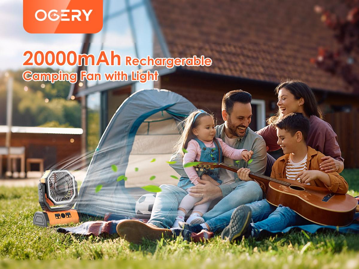 OGERY Rechargeable Camping Fan with LED Light, Portable Multi-functional Fan with 360° Rotating Hook, Oscillating Emergency Camping Fan Cordless Rotatable Battery Powered Lightweight summerwins OGERY Rechargeable Camping Fan with LED Light, Portable Multi-functional Fan with 360° Rotating Hook, Oscillating Emergency Camping Fan Cordless Rotatable Battery Powered Lightweight summerwins