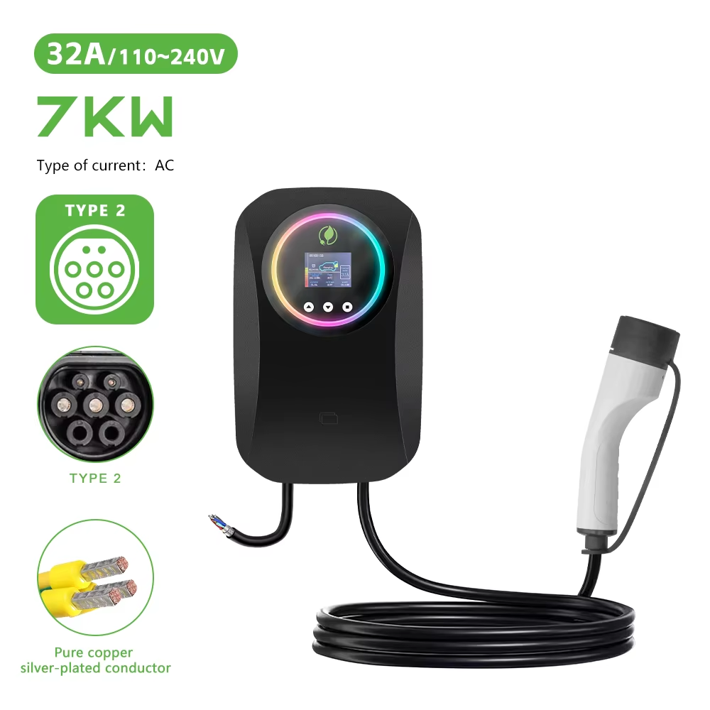 7kW Smart Type 2 EV Charger with APP Control, RFID & IP65 Waterproof Home Charging Station