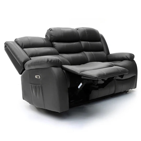 Black Electric Recliner Suite with Drinks Tray