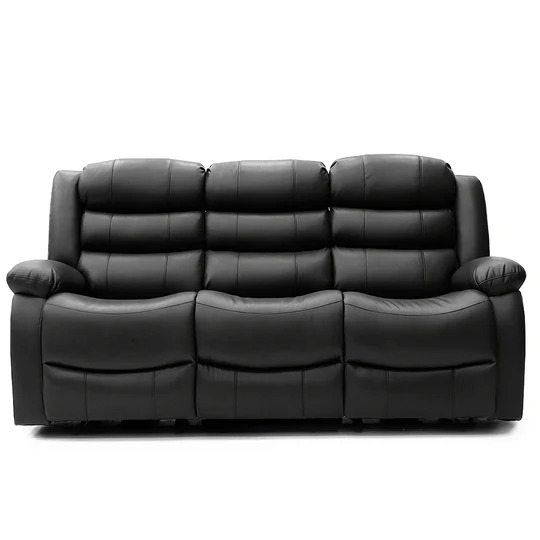 Black Electric Recliner Suite with Drinks Tray