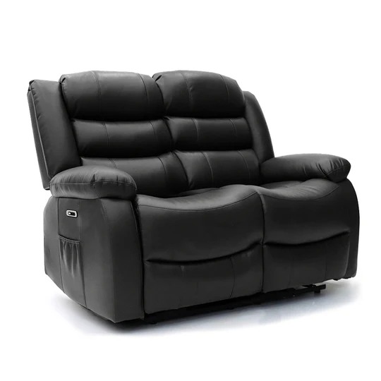 Black Electric Recliner Suite with Drinks Tray