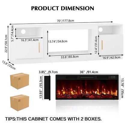 70 Inch Electric Fireplace TV Stand