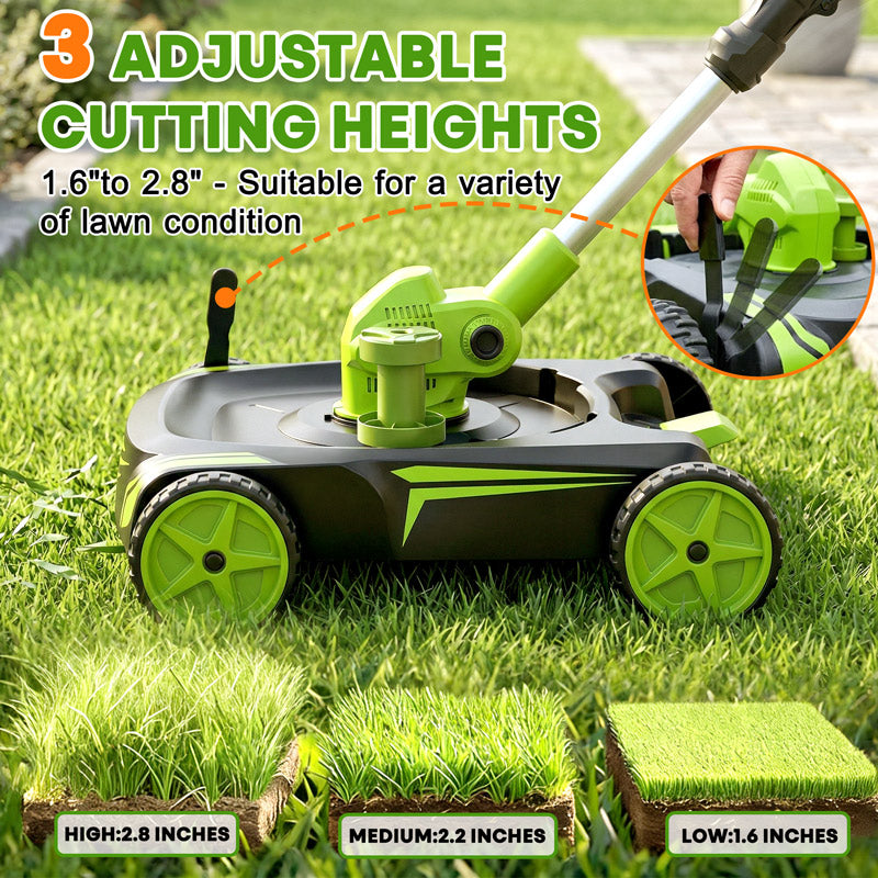 12-Inch Electric Weed Wacker & Eater with Detachable 4-Wheel Base