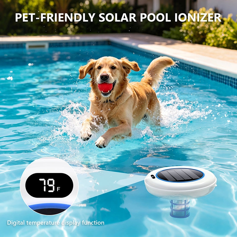 Solar Powered Pool Ionizer with LED Light