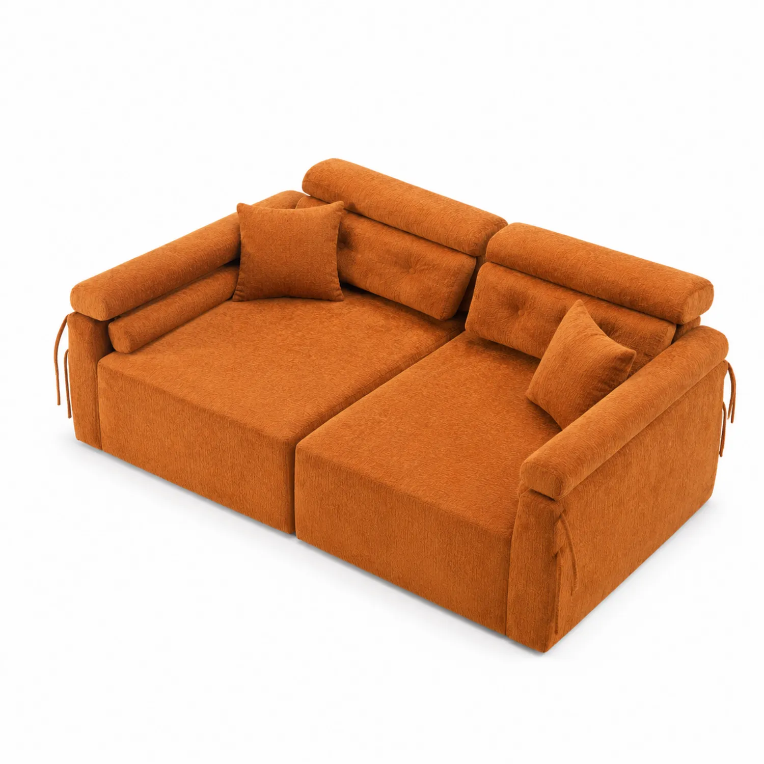 Divano letto angolare in tessuto arancione-Veltrivoqor