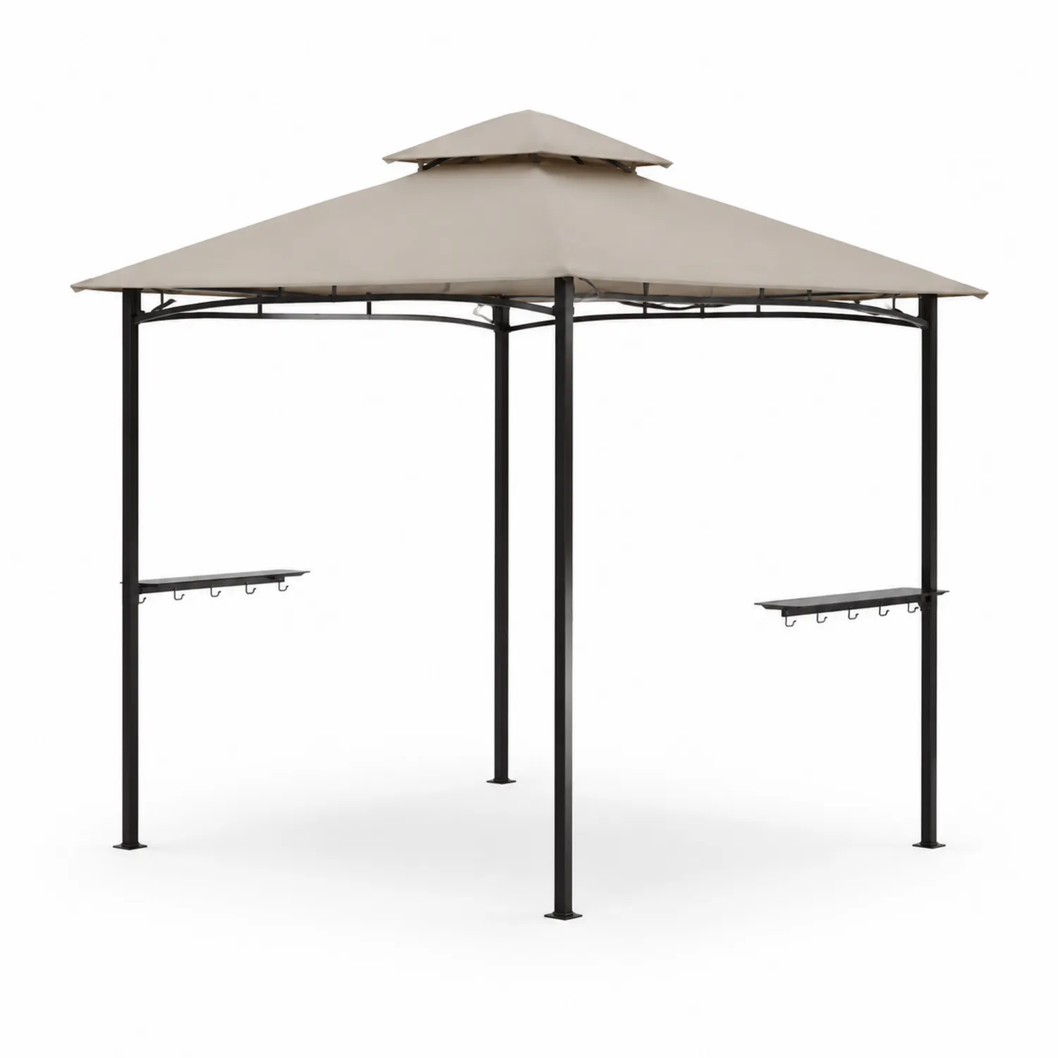 Gazebo Esagonale in Metallo con Copertura in Poliestere Beige-Veltrivoqor